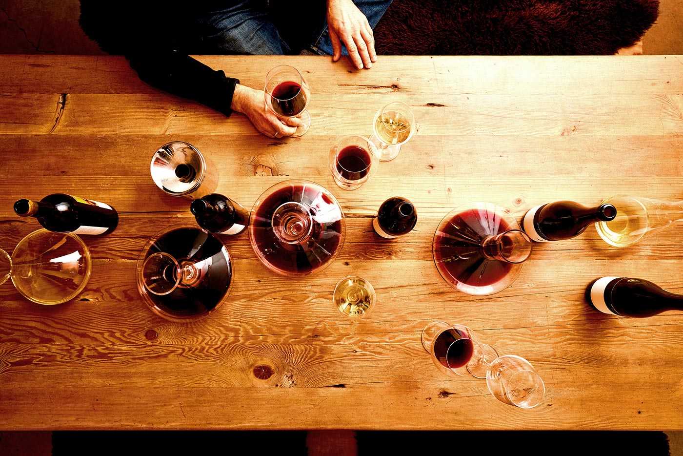 Wine on table top